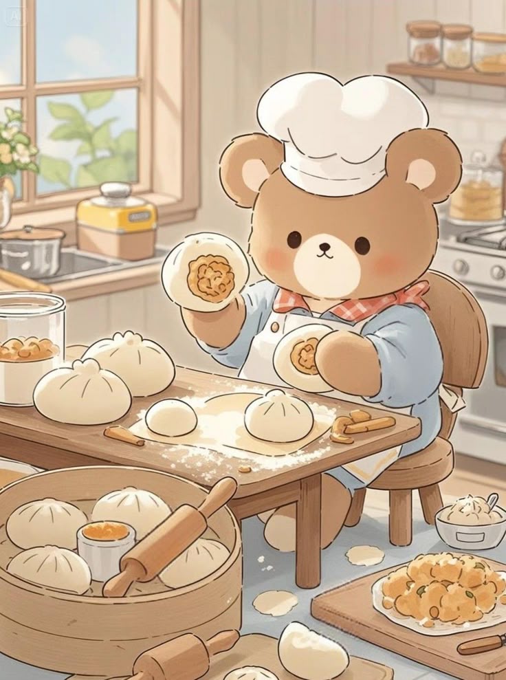 Hình ảnh gấu chibi cute - làm bánh