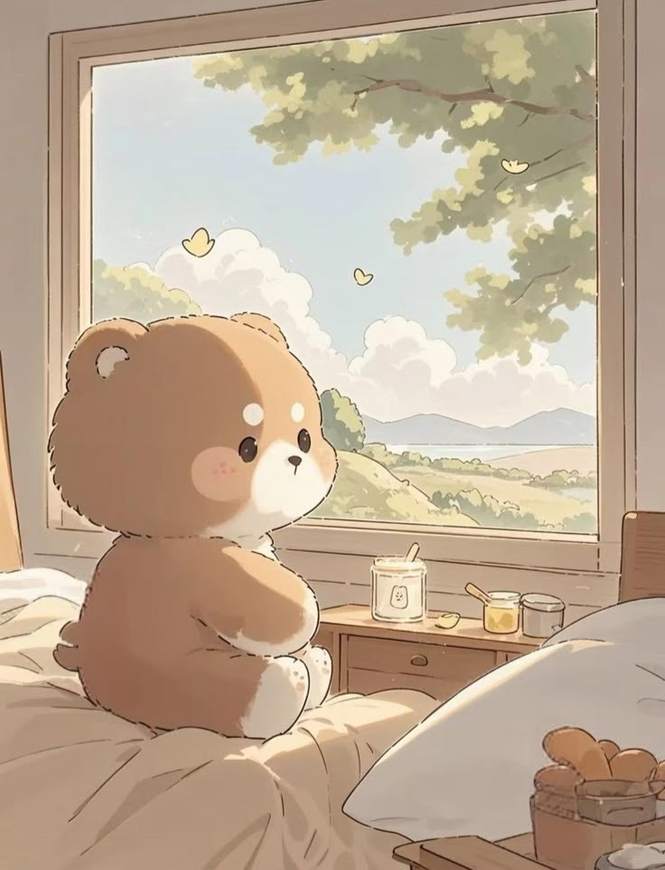 Hình ảnh gấu chibi cute - ngắm bầu trời