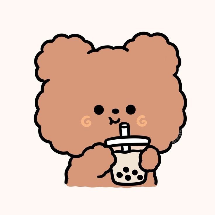 Hình ảnh gấu chibi cute - uống trà sữa