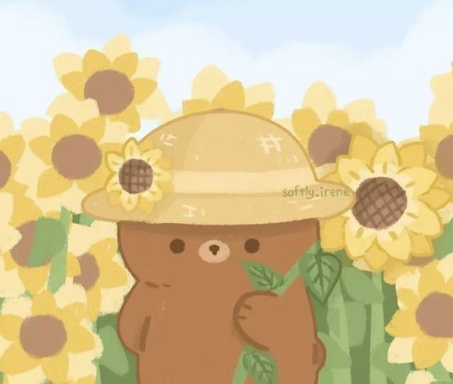 Hình ảnh gấu chibi cute - Hoa hướng dương