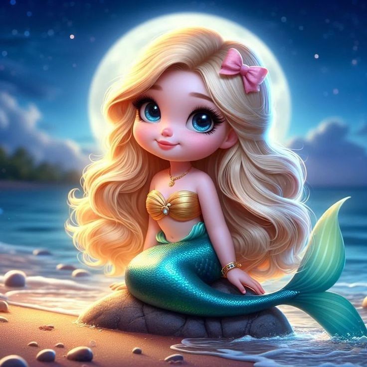 Hình ảnh nàng tiên cá chibi - Buổi tối