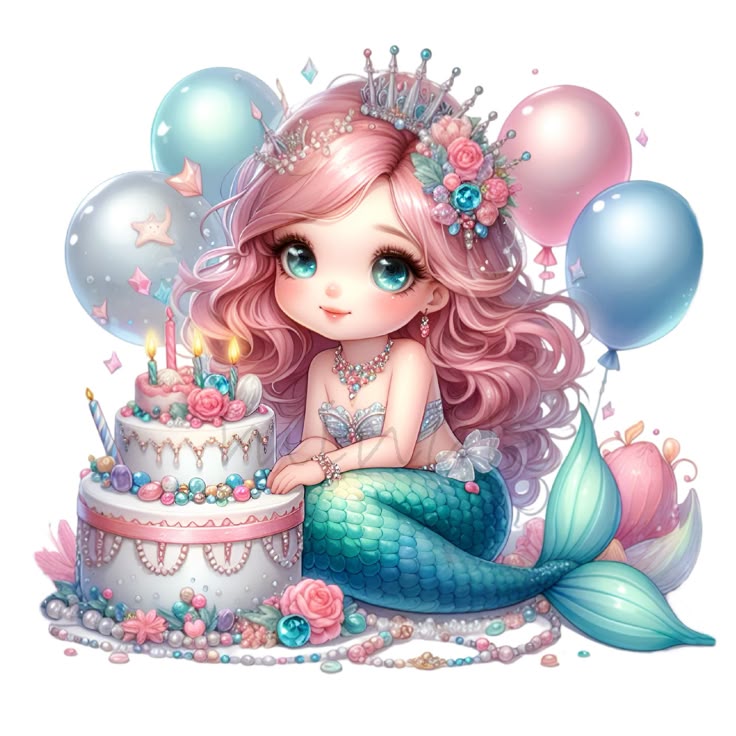 Hình ảnh nàng tiên cá chibi - Chúc mừng sinh nhật