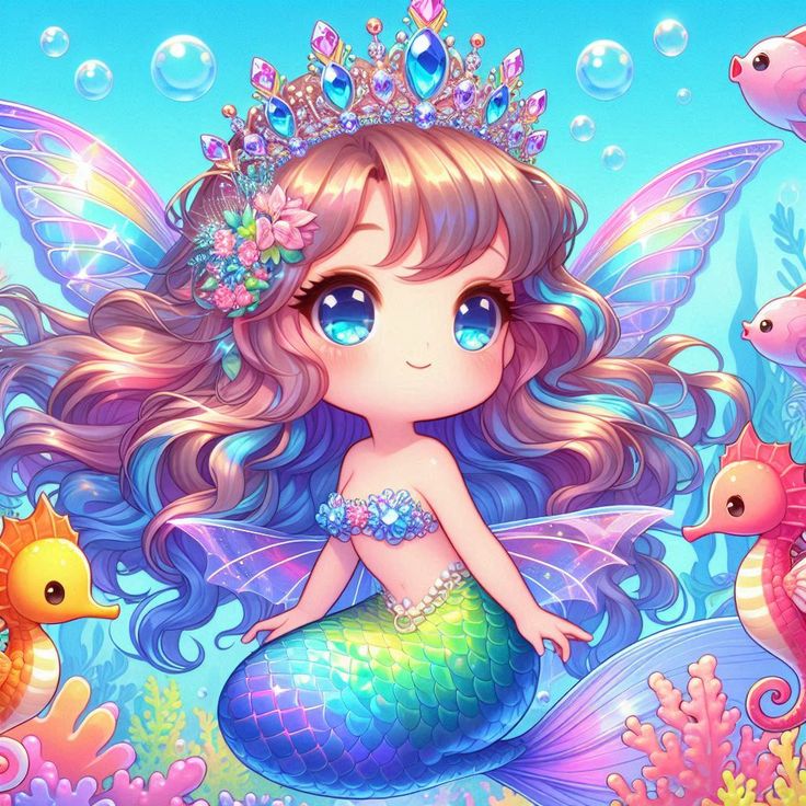 Hình ảnh nàng tiên cá chibi - Có cánh