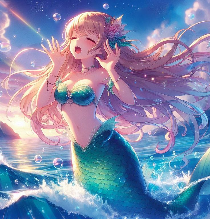 Hình ảnh nàng tiên cá chibi - Hát