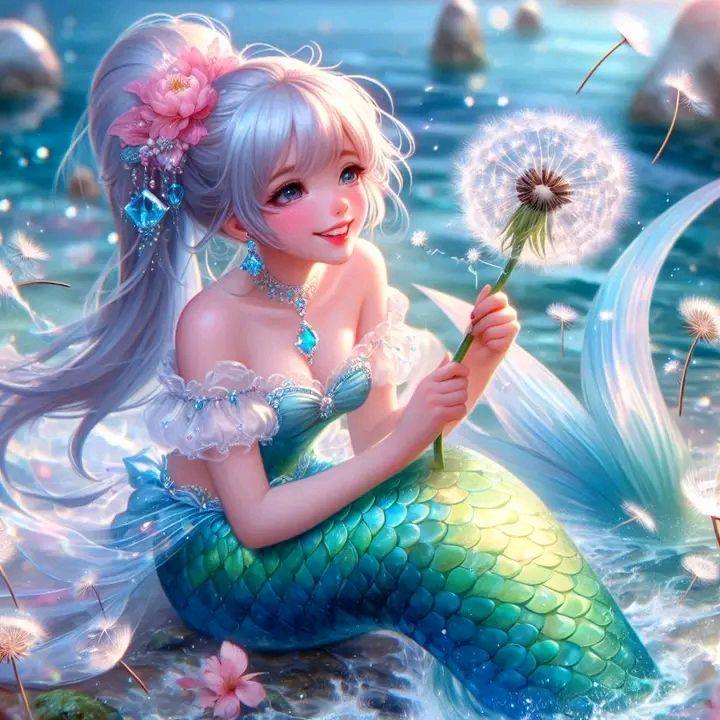 Hình ảnh nàng tiên cá chibi - Hoa bồ công anh