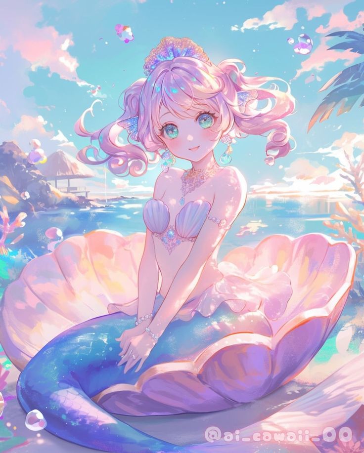 Hình ảnh nàng tiên cá chibi - Lấp lánh