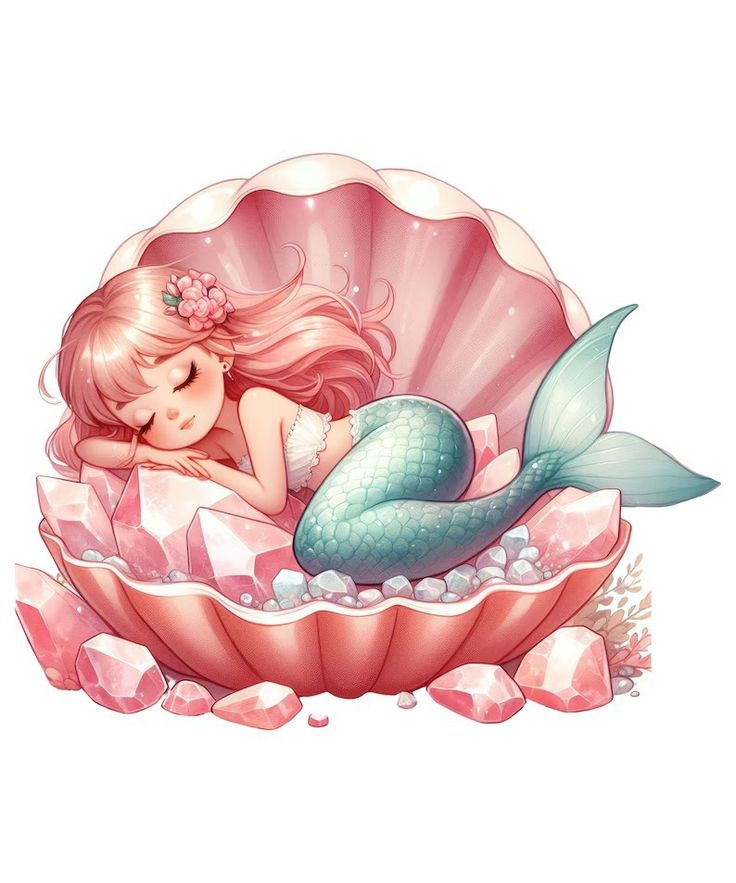 Hình ảnh nàng tiên cá chibi - Ngủ trong vỏ sò