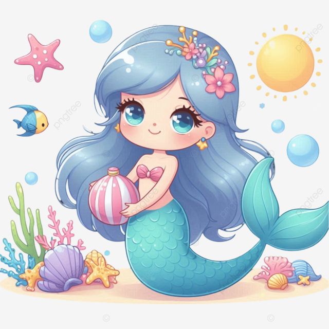 Hình ảnh nàng tiên cá chibi - tóc tím