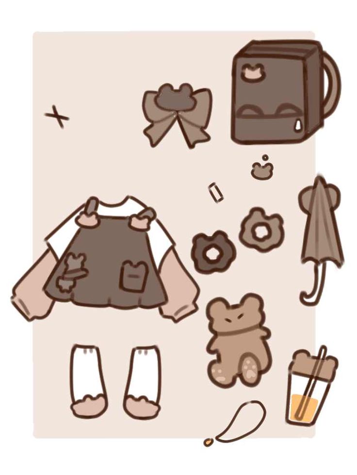 Hình ảnh quần áo chibi cute - Màu nâu 
