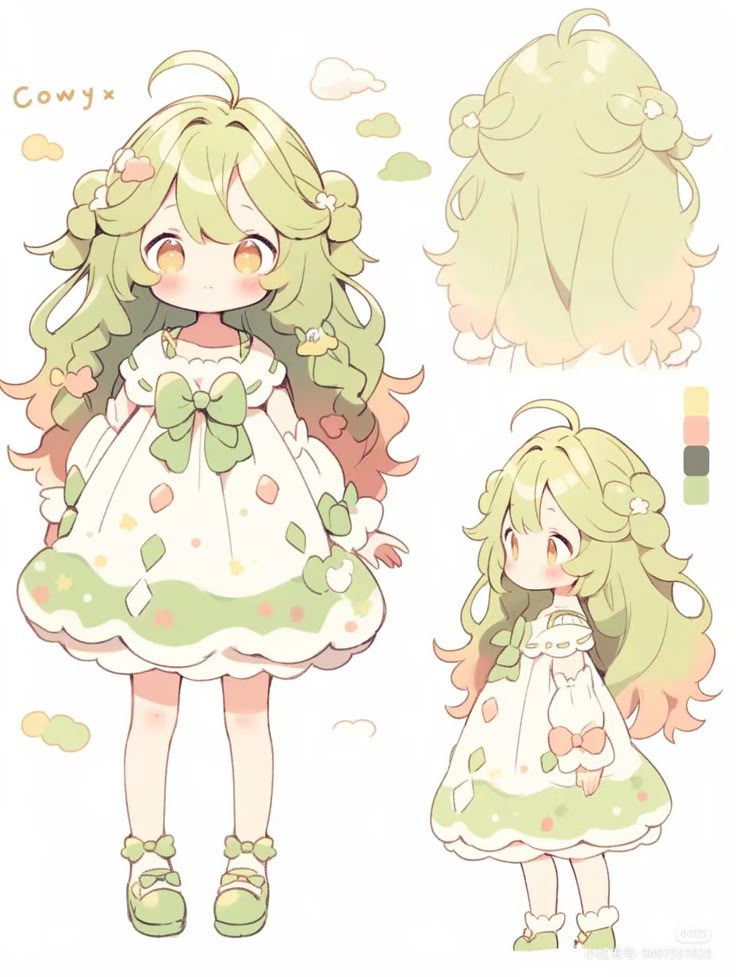 Hình ảnh quần áo chibi cute - màu xanh lá 