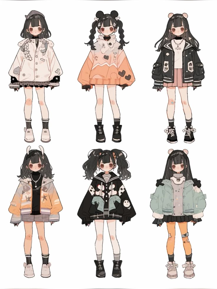 Hình ảnh quần áo chibi cute - Phối áo khoác 
