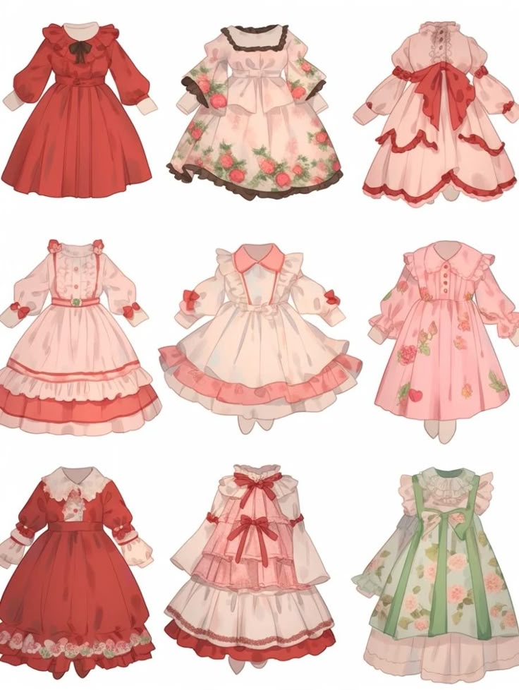 Hình ảnh quần áo chibi cute - tone màu đỏ 