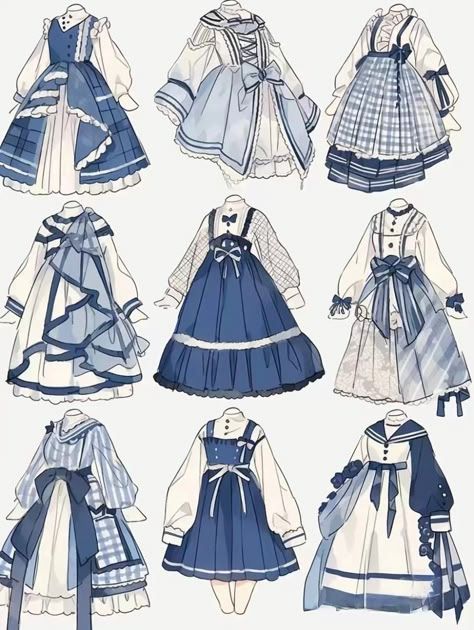 Hình ảnh quần áo chibi cute - Tone xanh dương 