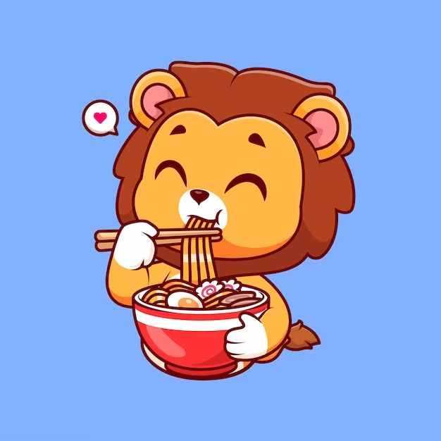 Hình ảnh sư tử chibi cute - mì ramen