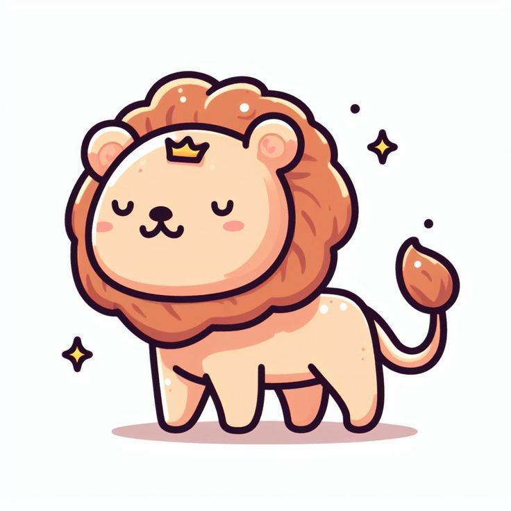 Hình ảnh sư tử chibi cute - đeo vương miện