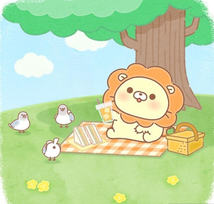 Hình ảnh sư tử chibi cute - đi cắm trại