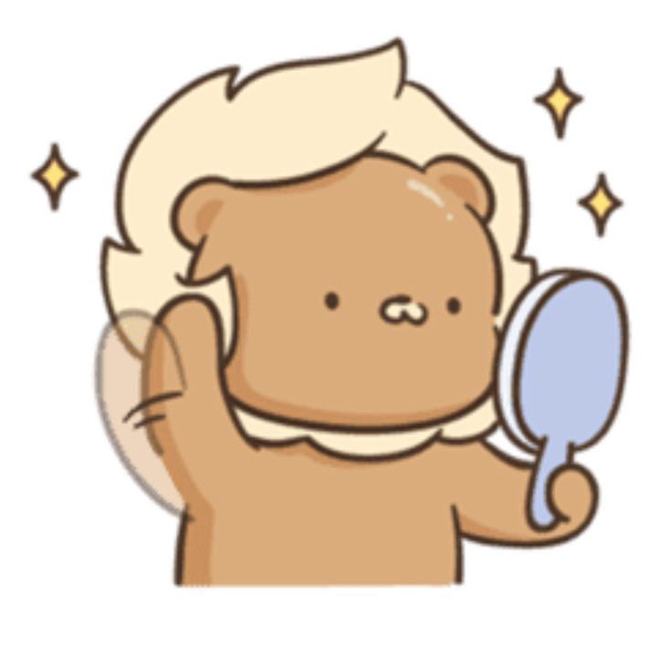 Hình ảnh sư tử chibi cute - soi gương