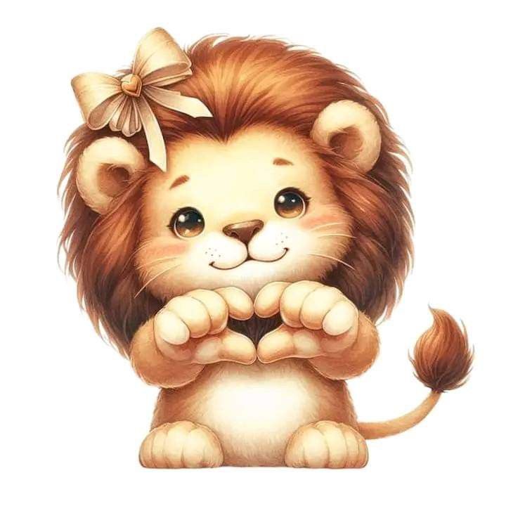 Hình ảnh sư tử chibi cute - thả tim