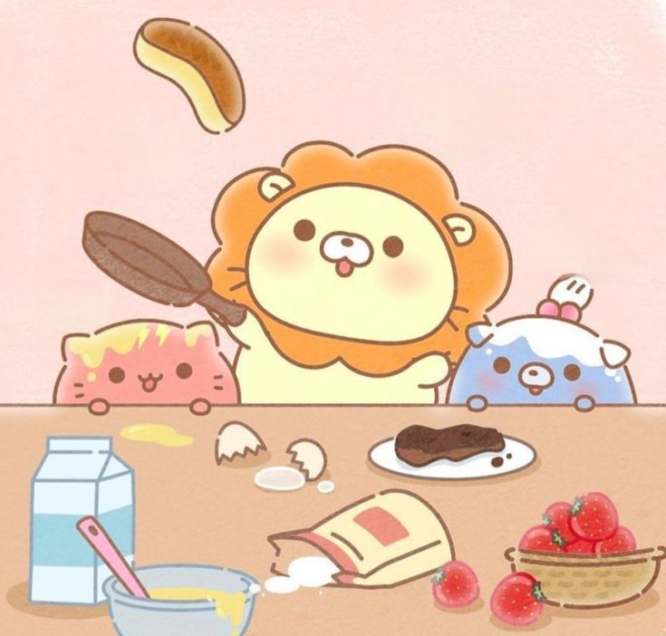 Hình ảnh sư tử chibi cute - trổ tài làm bánh