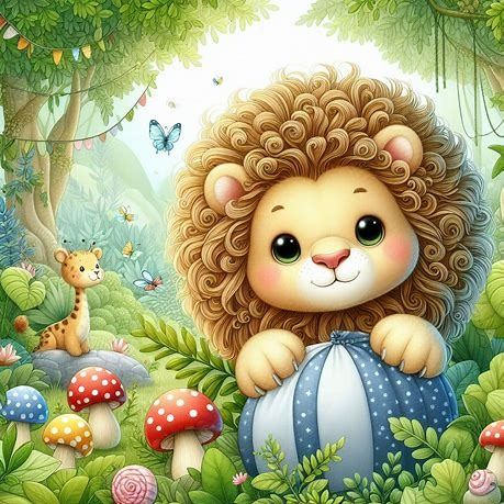 Hình ảnh sư tử chibi cute - trong rừng