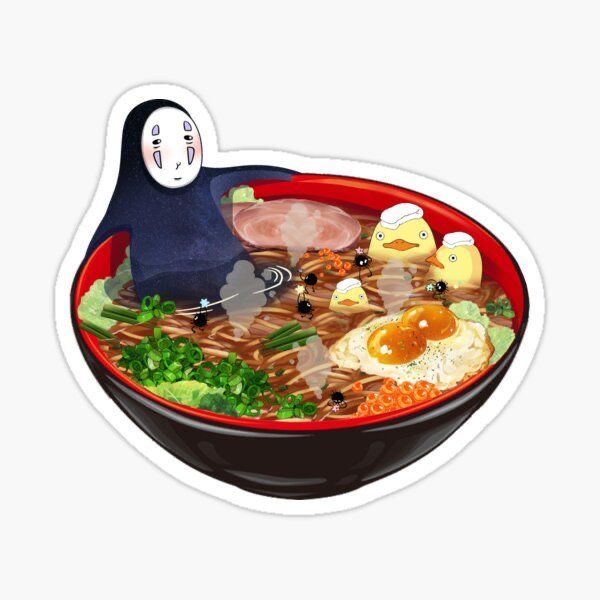 Hình ảnh vô diện chibi - Nằm trong tô mì