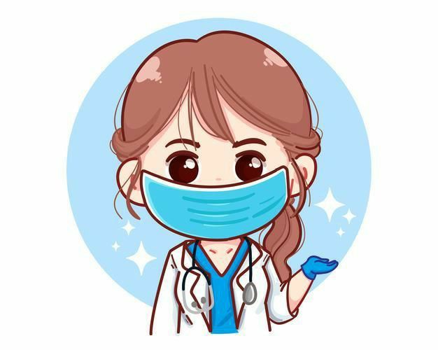Hình bác sĩ nữ hoạt hình cute - cột tóc một bên