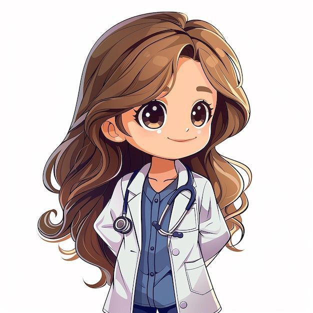 Hình bác sĩ nữ hoạt hình cute - cười tươi