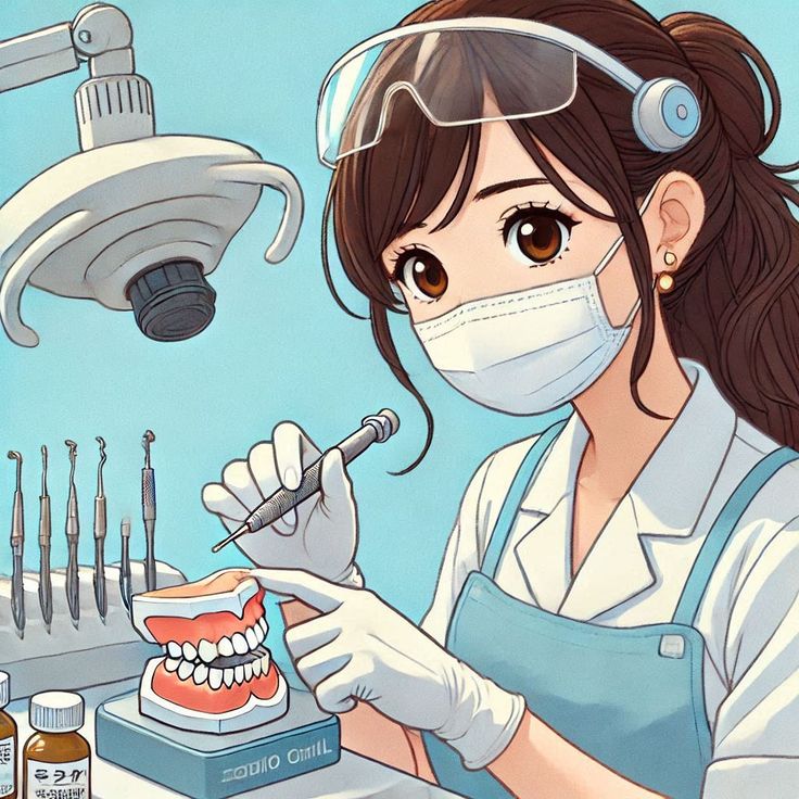 Hình bác sĩ nữ hoạt hình cute - Nha khoa