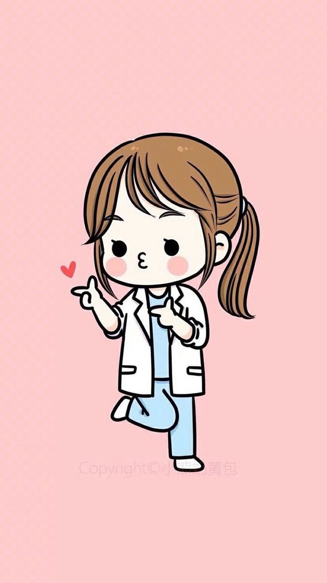 Hình bác sĩ nữ hoạt hình cute - tạo dáng hài hước