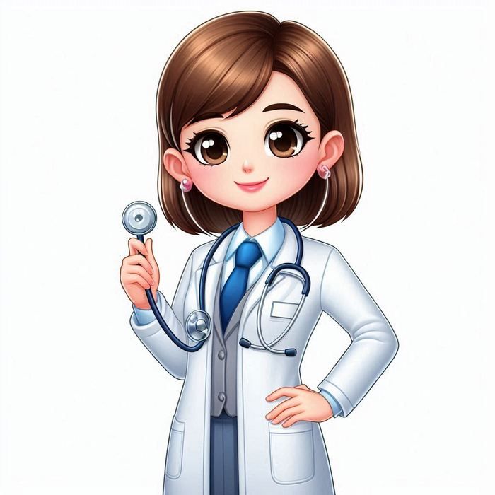 Hình bác sĩ nữ hoạt hình cute - tóc ngắn