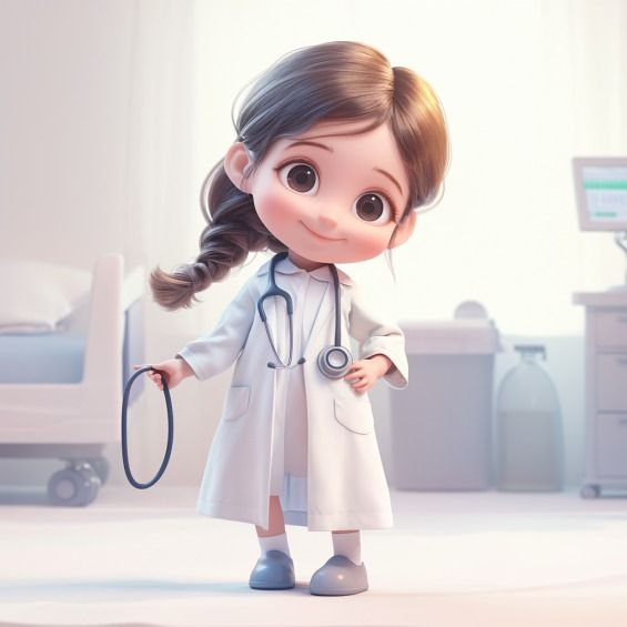 Hình bác sĩ nữ hoạt hình cute - Trong bệnh viện