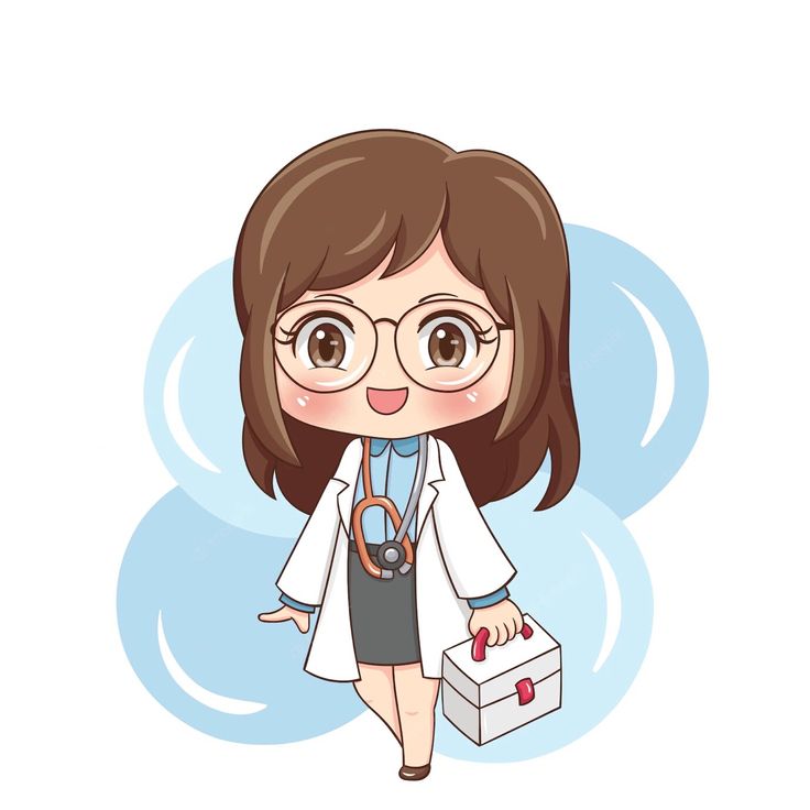 Hình bác sĩ nữ hoạt hình cute - vui vẻ