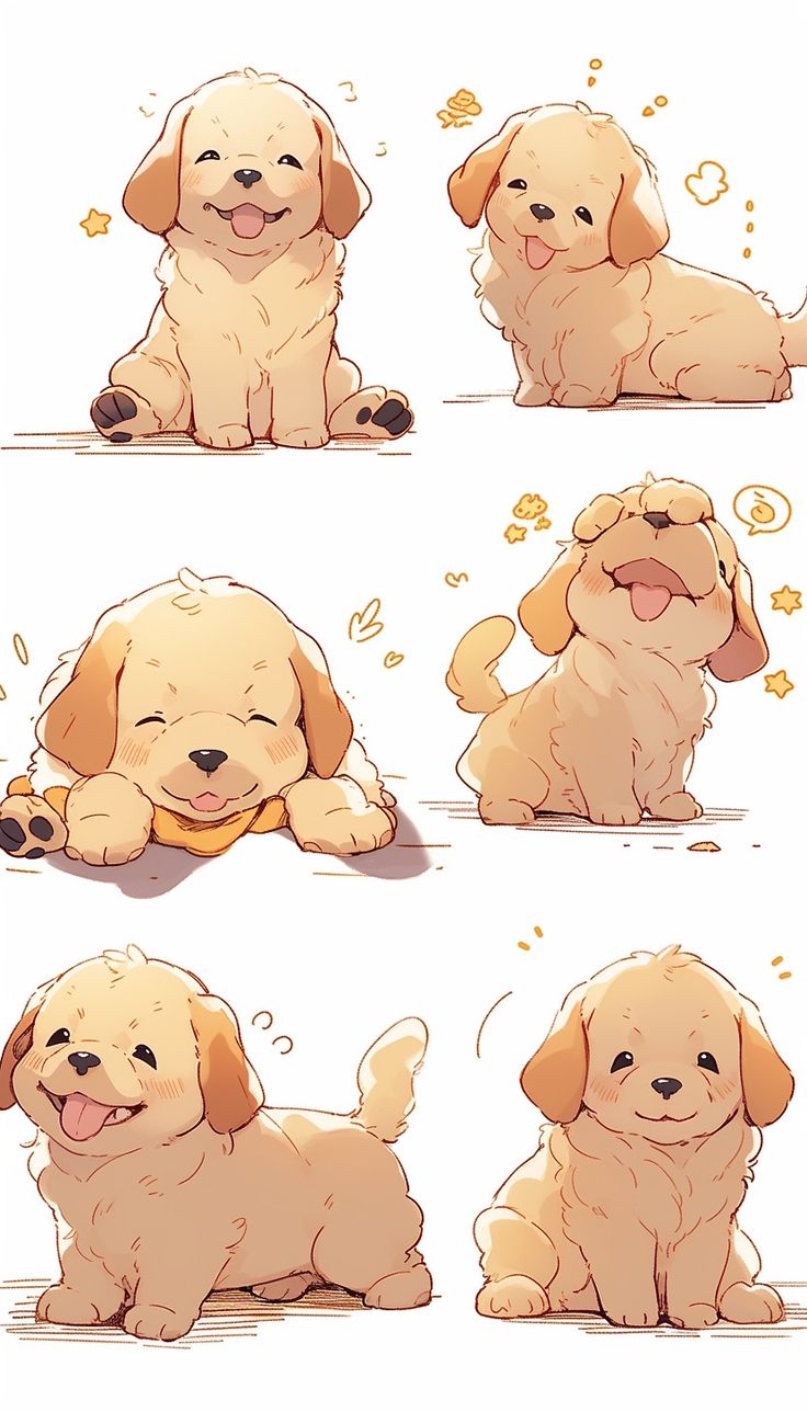 Hình nền chó chibi - Bé Golden