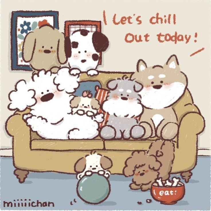 Hình nền chó chibi - Chill cuối tuần
