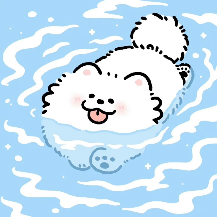 Hình nền chó chibi - Đi bơi