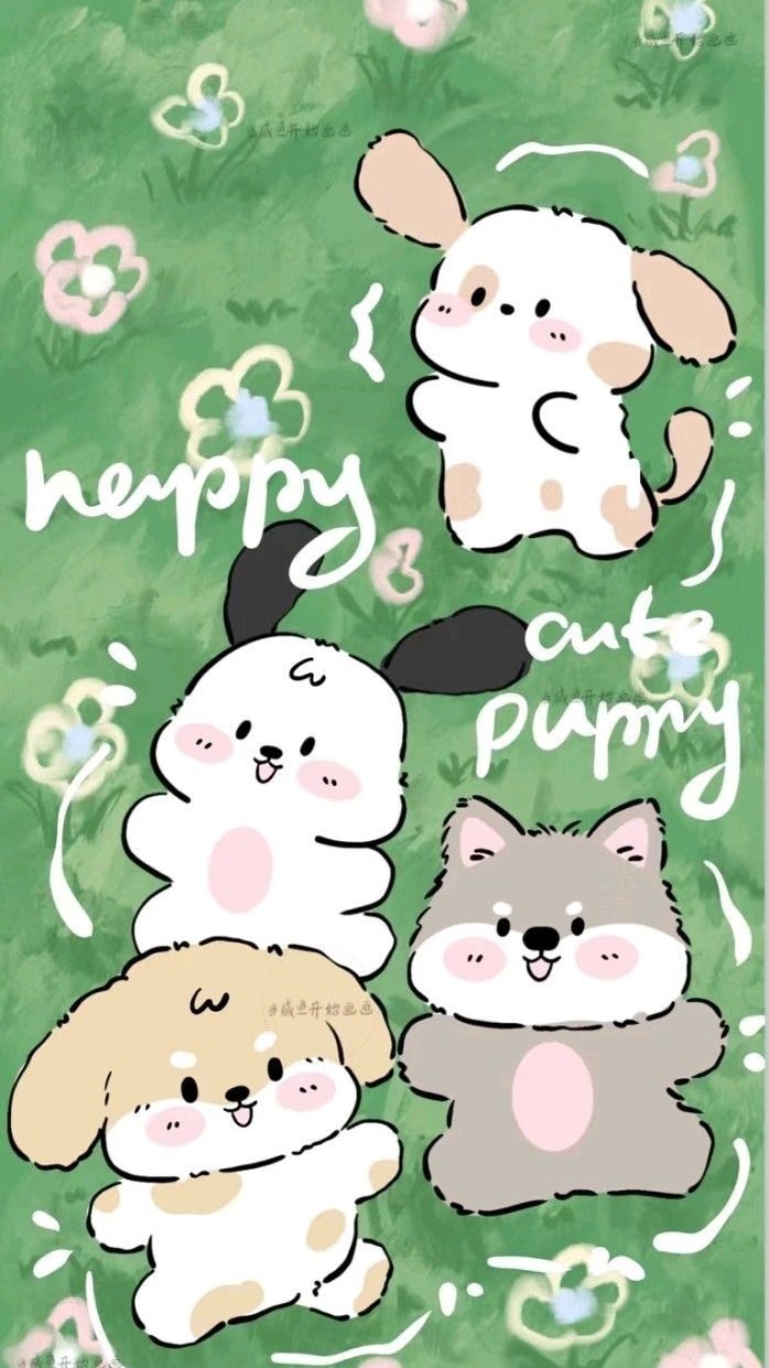 Hình nền chó chibi - Happy puppy