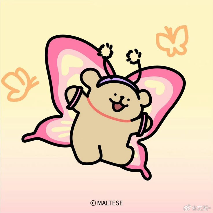 Hình nền chó chibi - Hóa trang bươm bướm