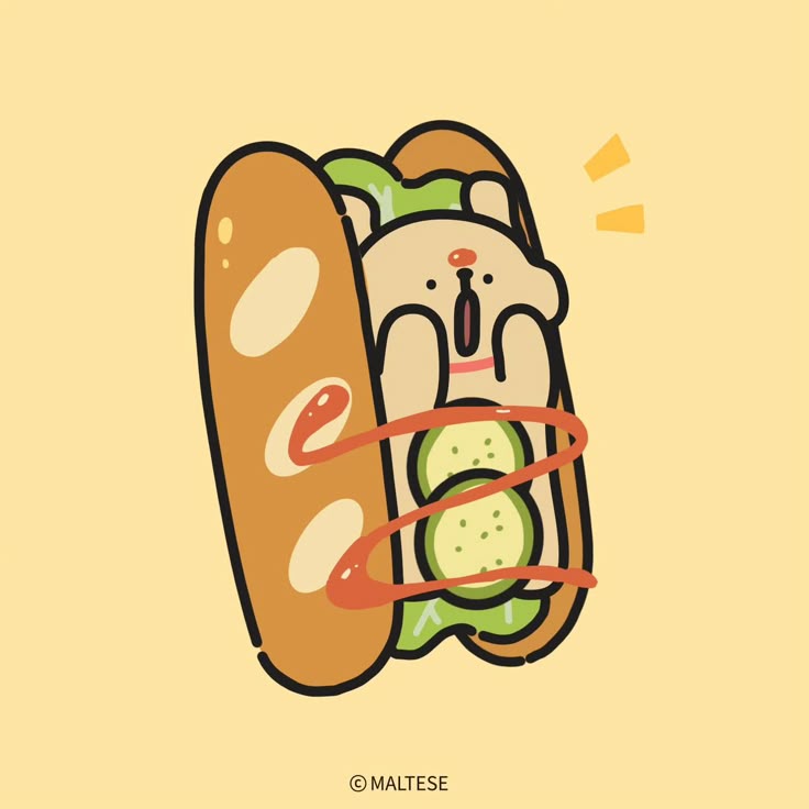 Hình nền chó chibi - Hot dog