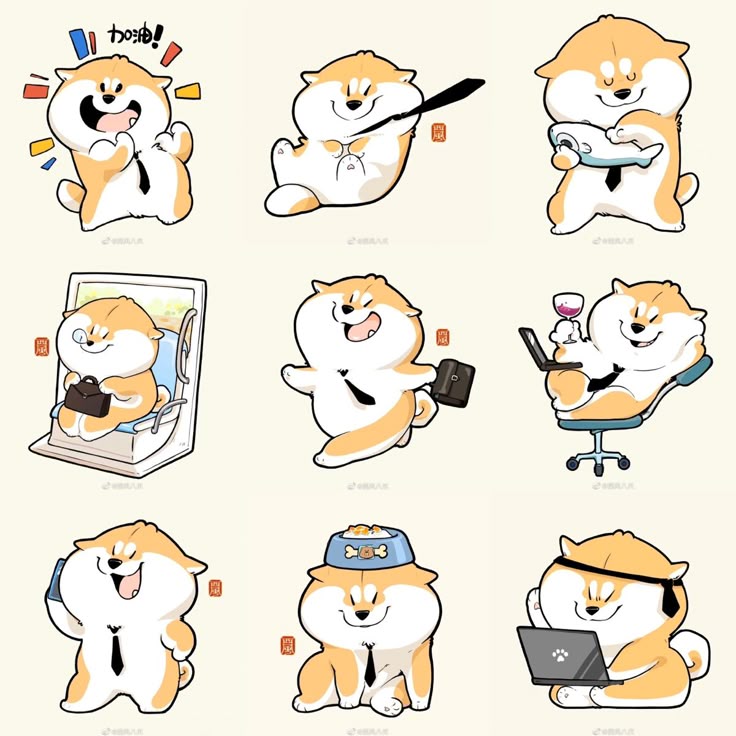 Hình nền chó chibi - Loạt biểu cảm đáng yêu