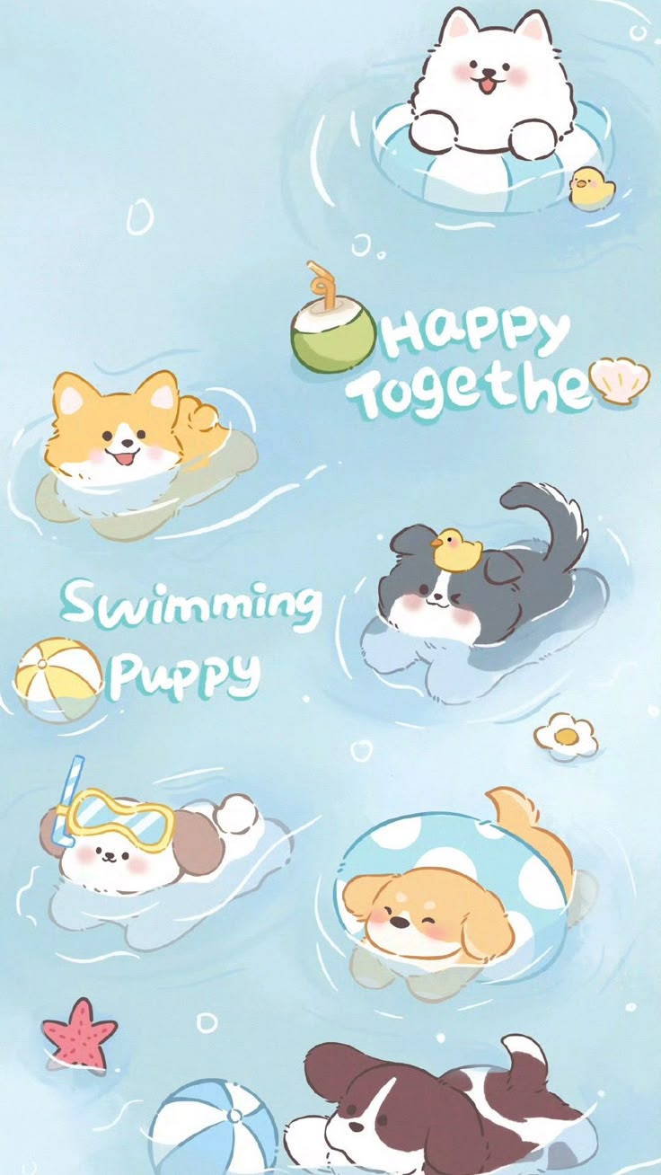 Hình nền chó chibi - Mùa hè