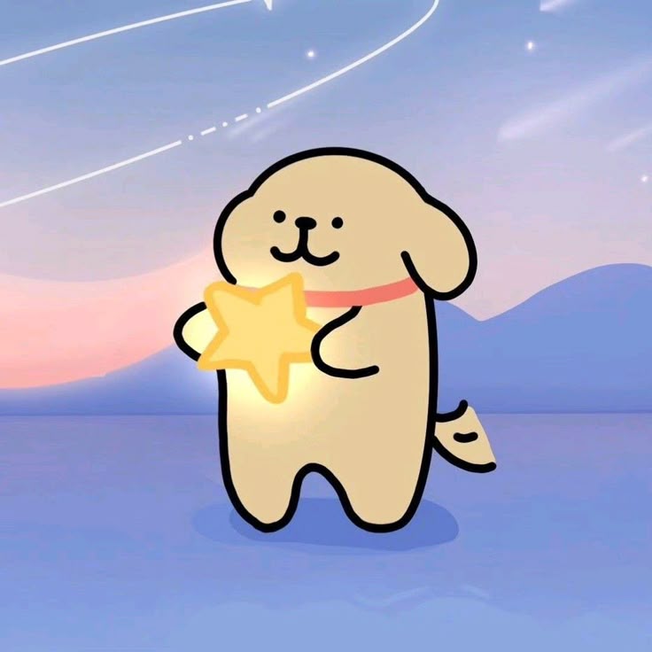 Hình nền chó chibi - ôm ngôi sao