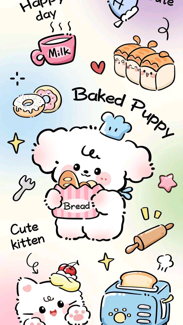 Hình nền chó chibi - Phiên bản làm bánh