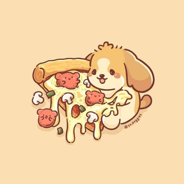 Hình nền chó chibi - Pizza