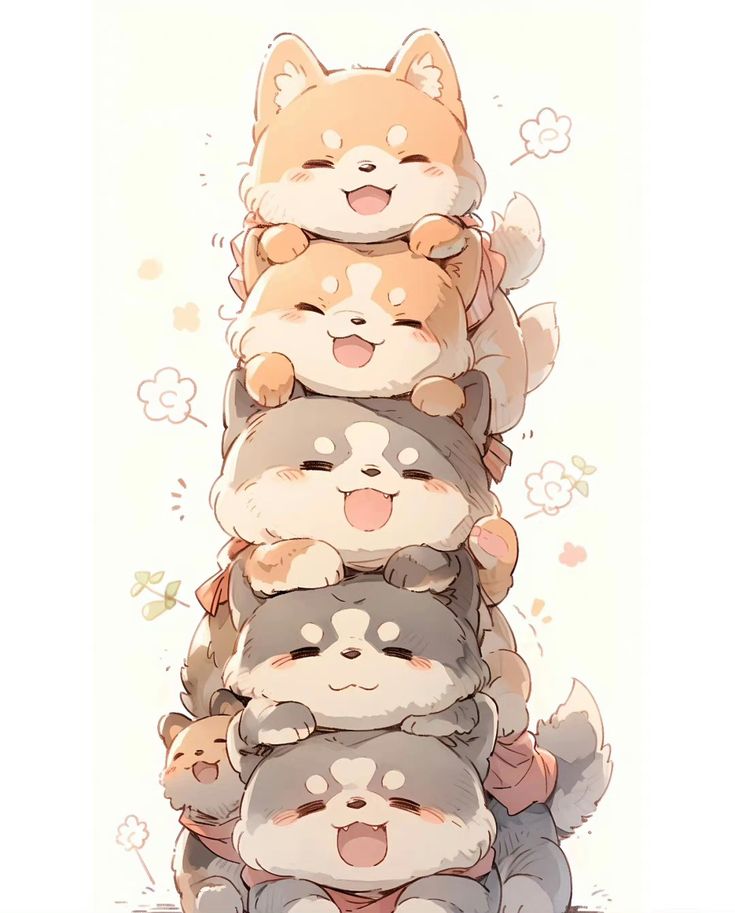 Hình nền chó chibi - Tháp cún