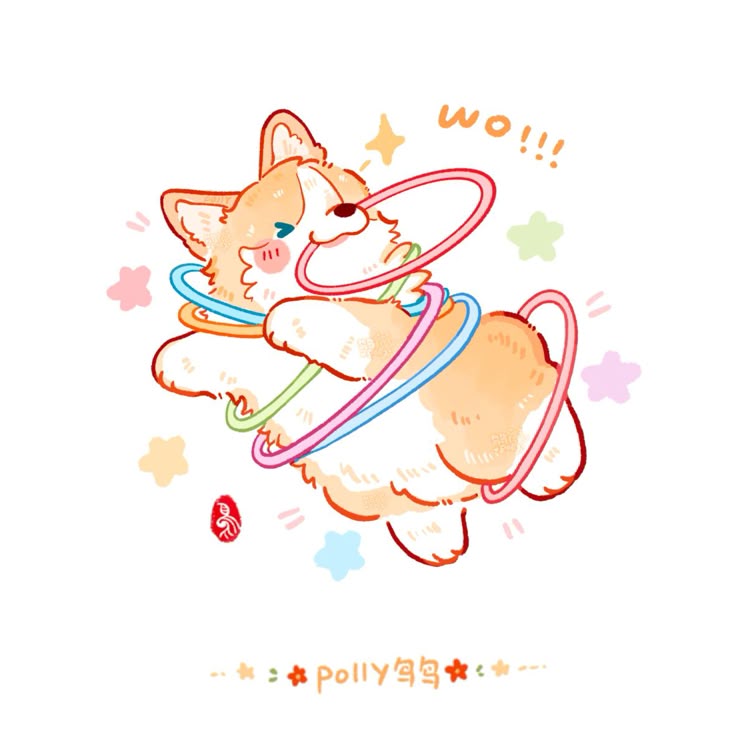 Hình nền chó chibi - Vui đùa