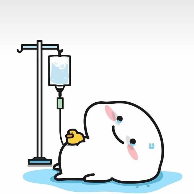 Meme mệt mỏi truyền nước