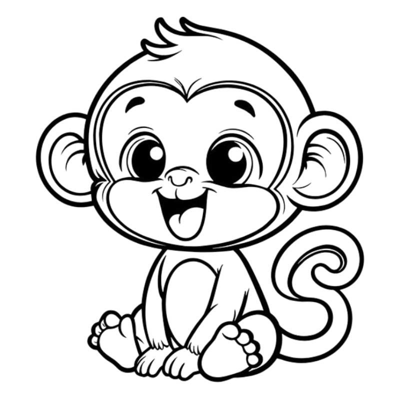 Tranh tô màu con khỉ cute